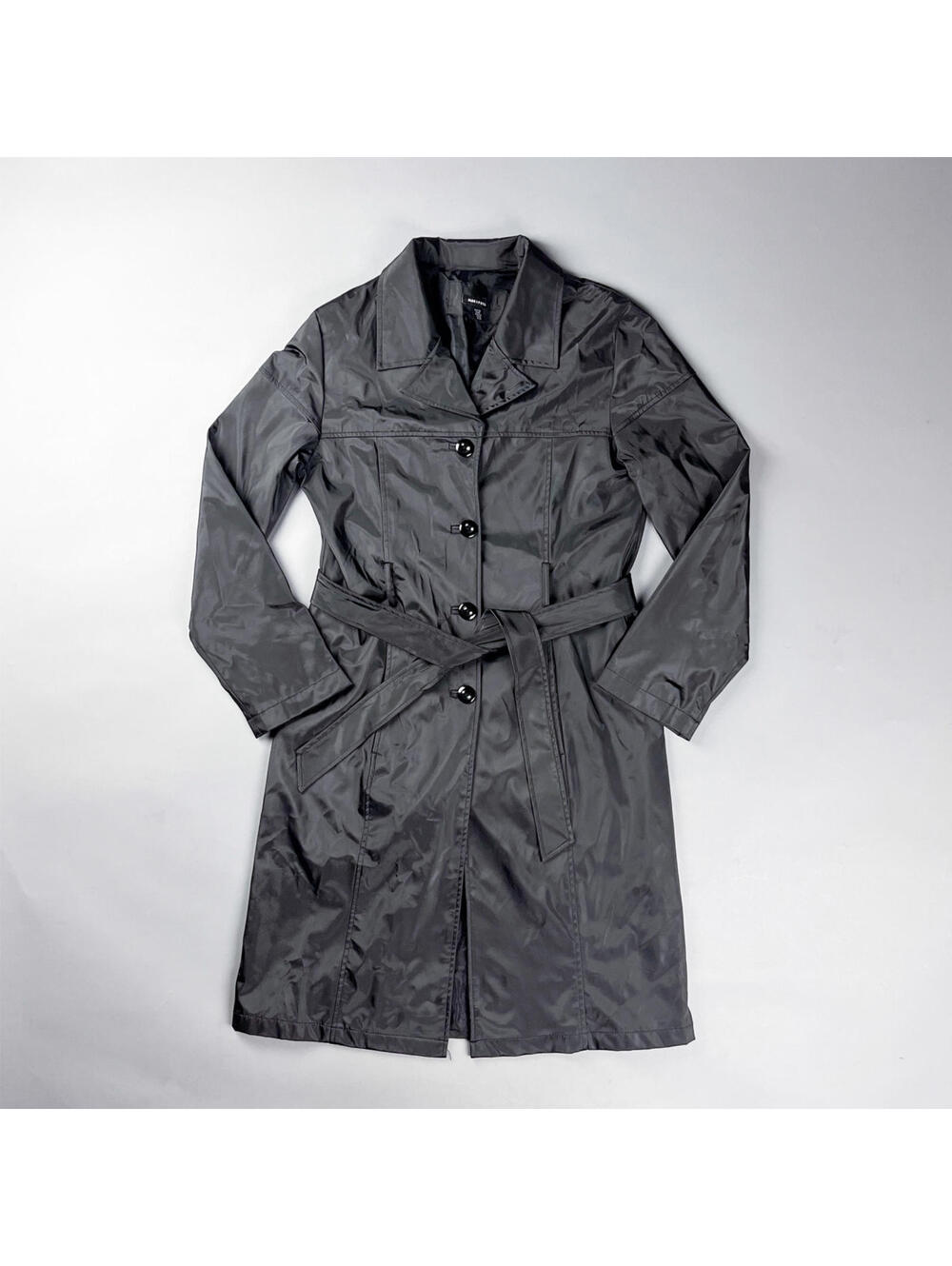 Y2K Women's Black Trench Coat with Belt